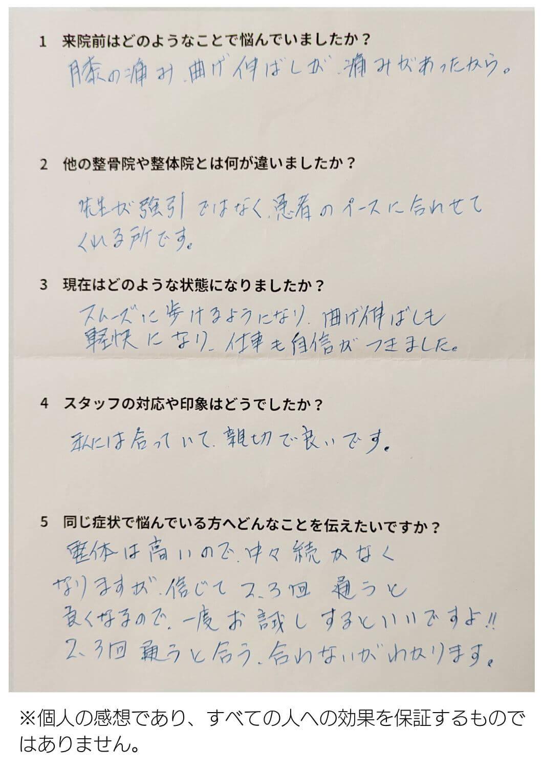 患者さんの感想文